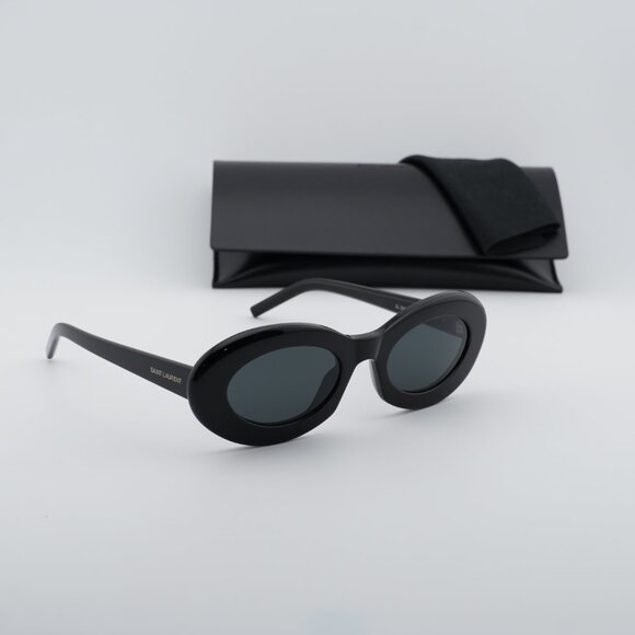 Saint Laurent SL 594 008 Oval Sunglasses - Black/Black main image 7